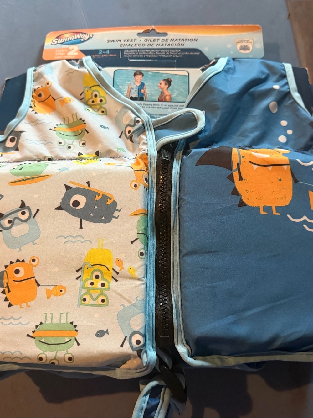 SwimWays Swim Step 2 "First Paddle" Kids Swim Vest - Blue Monsters
